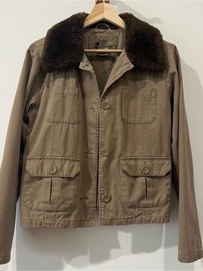 Brown Sherpa-Collar Utility Jacket